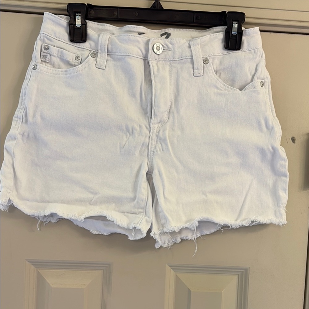 Seven7 White Jean Shorts with Mid-Thigh Cut